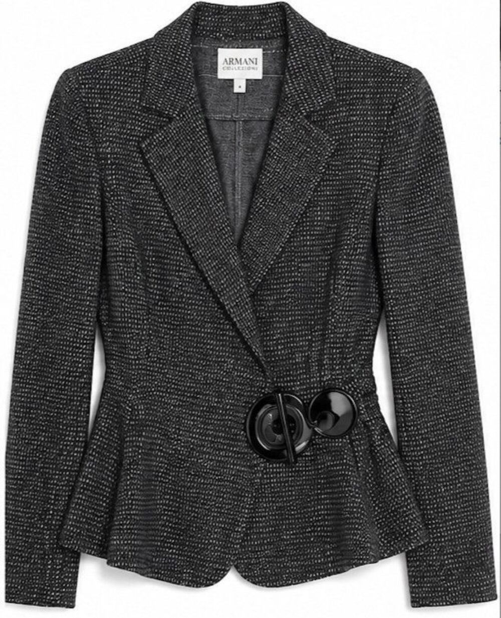 Armani Collezioni Cotton Wool Belted Buckle Peplum Blazer Jacket Gray Sz 8